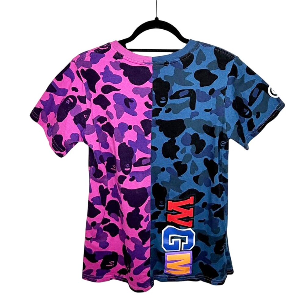 A BATHING APE Split Two Tone Leopard Ape Print Tee - Picture 2 of 9